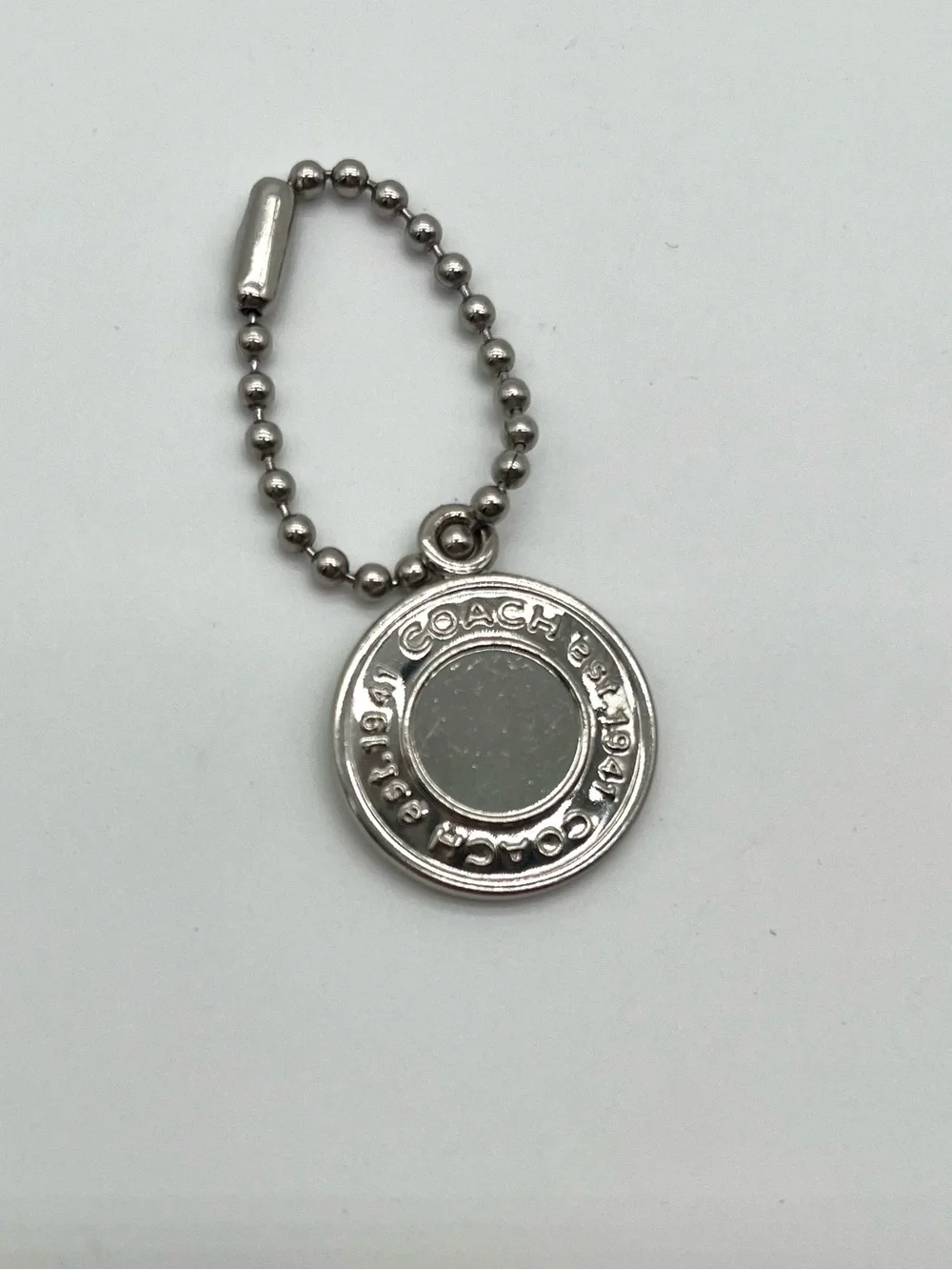 COACH Medallion Round Metal Hang Tag, Silver Bag Charm